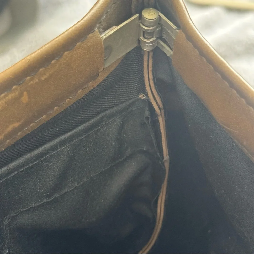 Hazel‎ Vintage Brown Leather Frame Portfolio Clutch 16 Inch Document Case